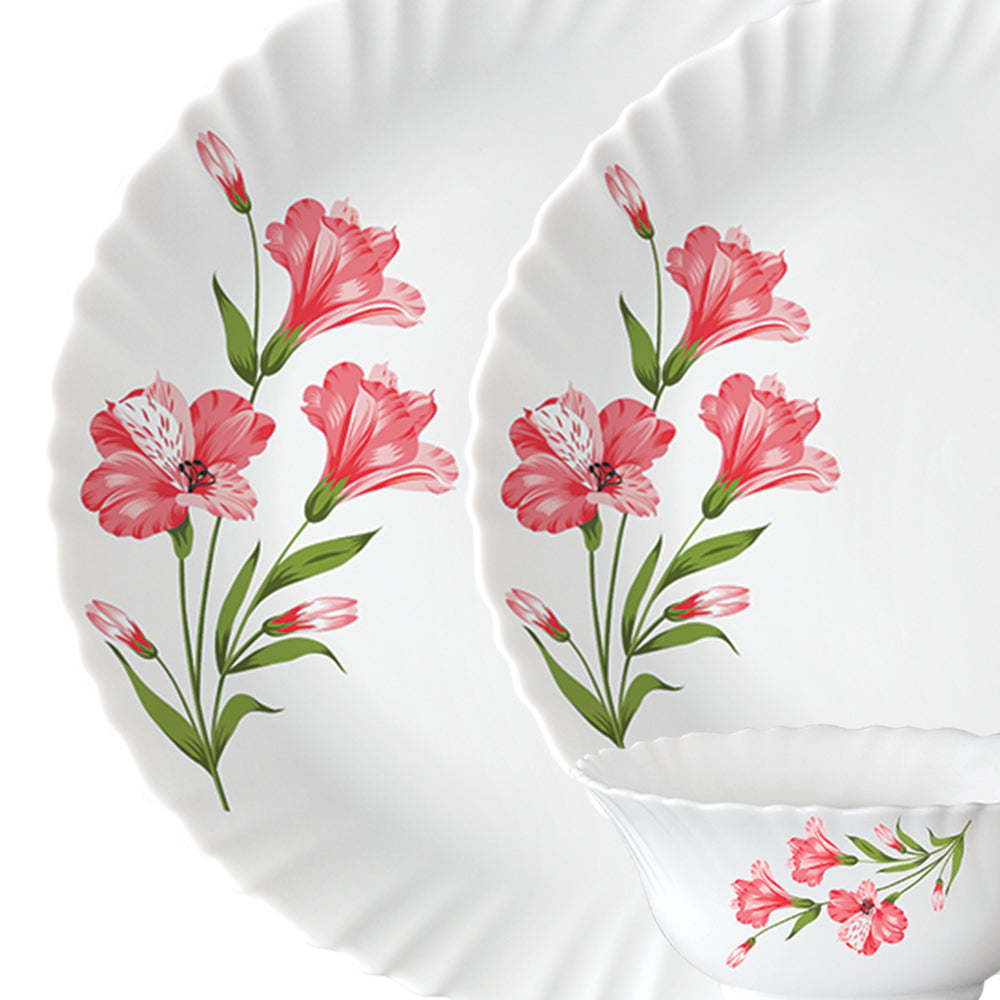 Larah by Borosil, Marina Peach Dinner Set 12 pc Set: Serves 4
