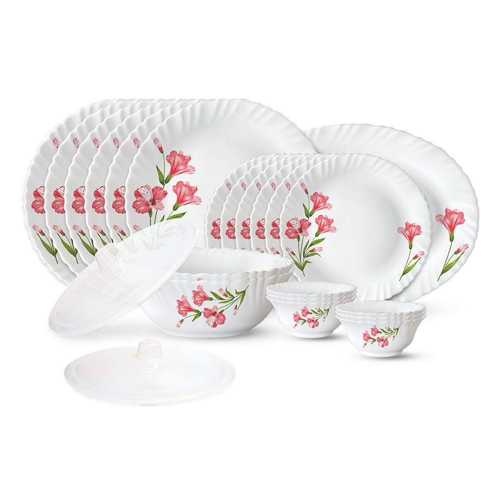 Larah by Borosil, Marina Peach Dinner Set 23 pc Set: Serves 6