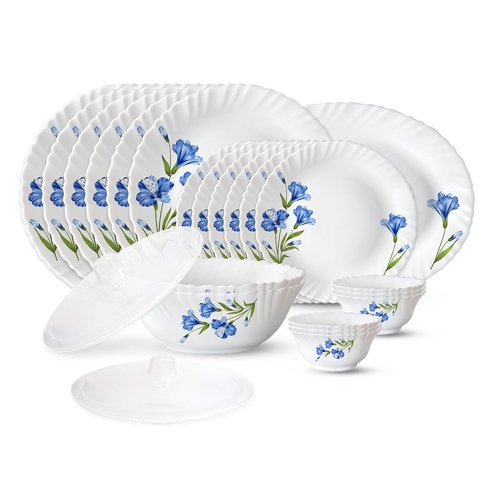 Larah by Borosil, Marina Blue Dinner Set 23 pc Set: Serves 6