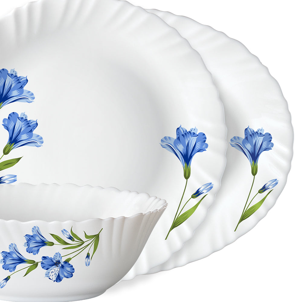 Larah by Borosil, Marina Blue Dinner Set 23 pc Set: Serves 6