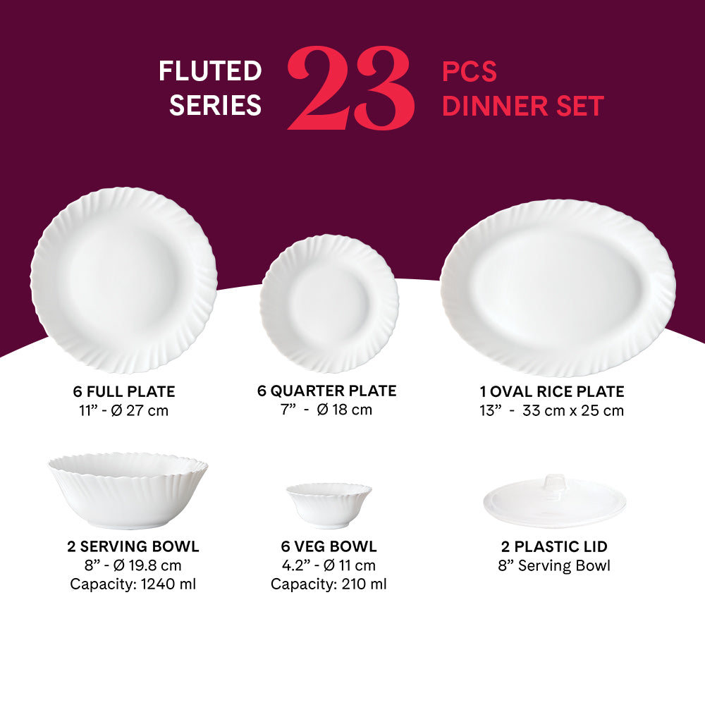 Larah by Borosil, Persia Dinner Set 23 pc Set: Serves 6