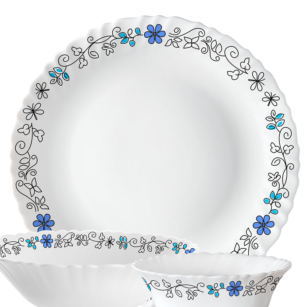 Larah by Borosil, Blue Iris Dinner Set 10 pc Set: Serves 4