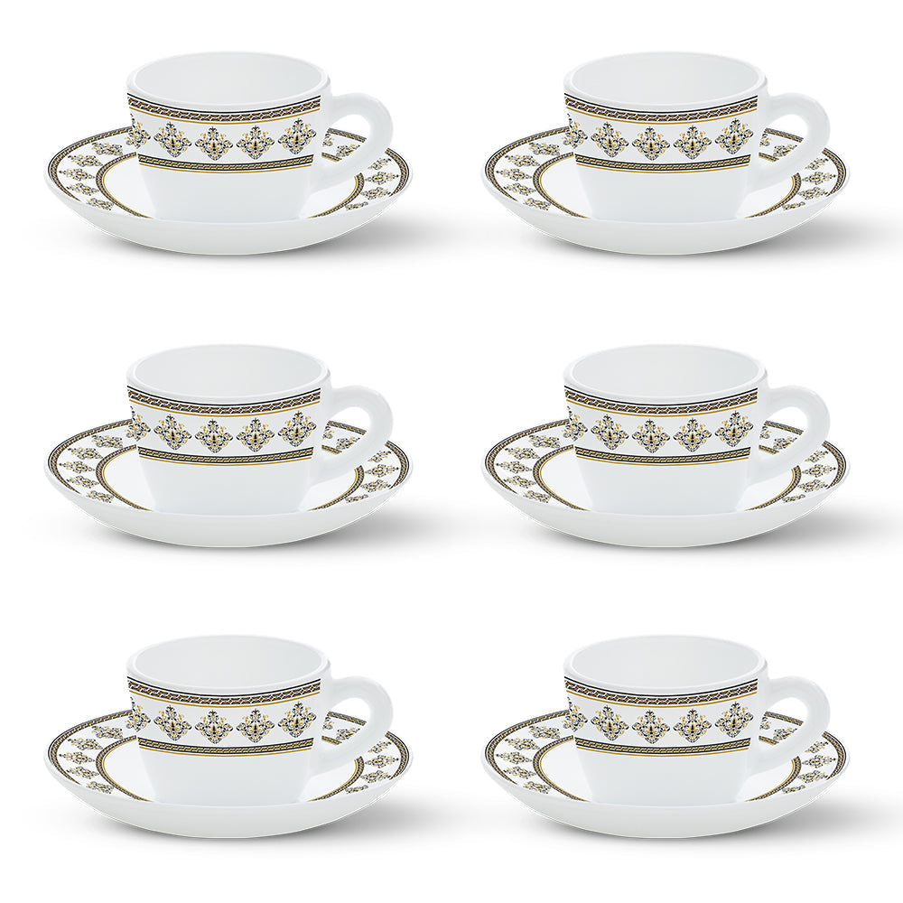 Larah By Borosil Syrah Cup n Saucer Set, 220ml x 12
