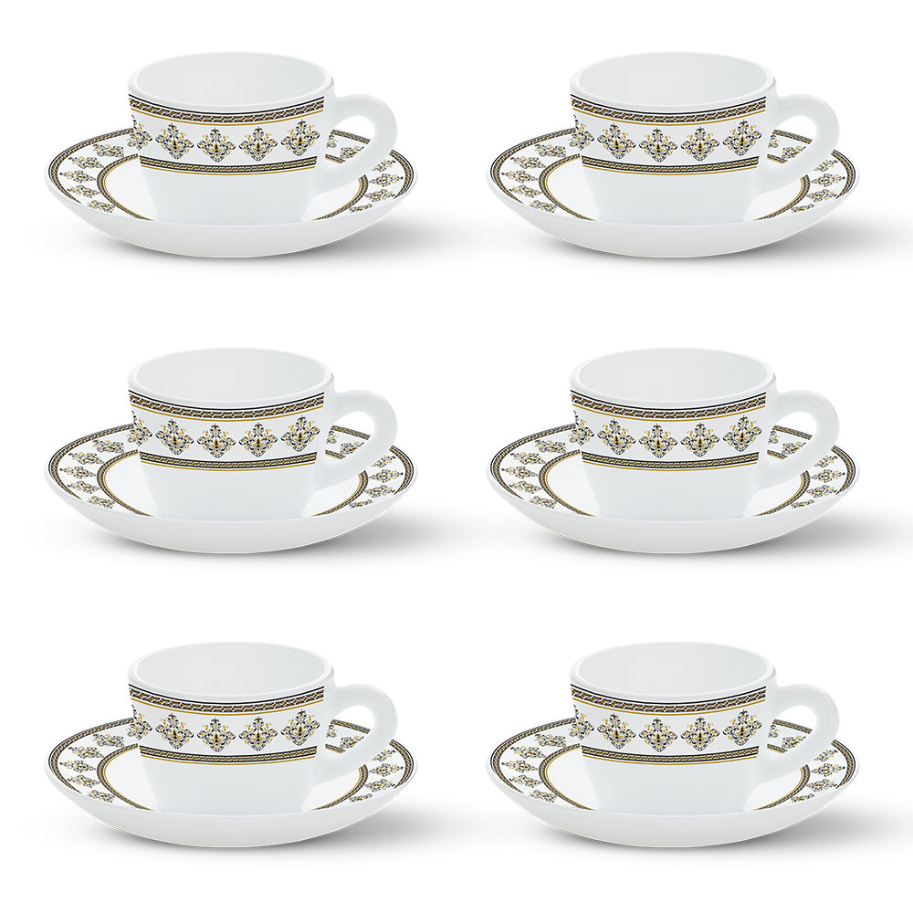 Larah By Borosil Syrah Cup n Saucer Set 140 ml x 12