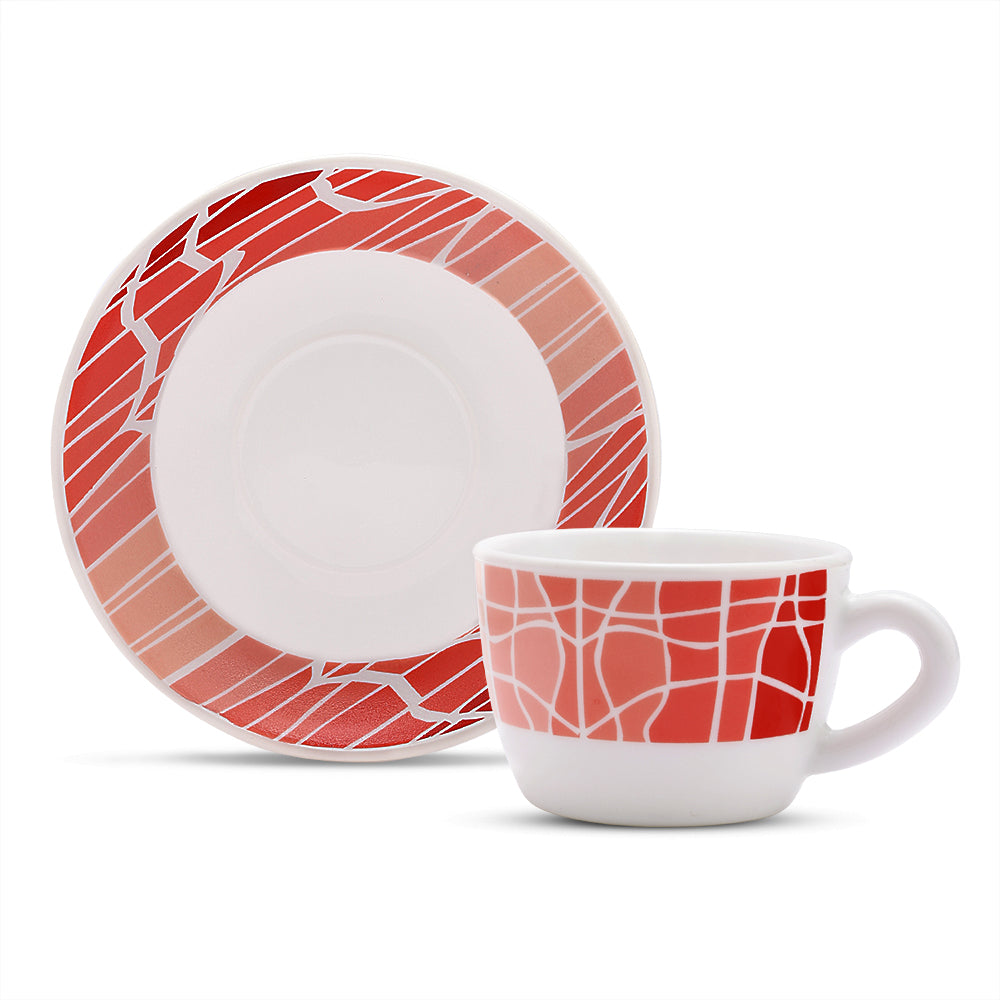 Larah by Borosil Flamingo Cup n Saucers Set 220 ml x 12