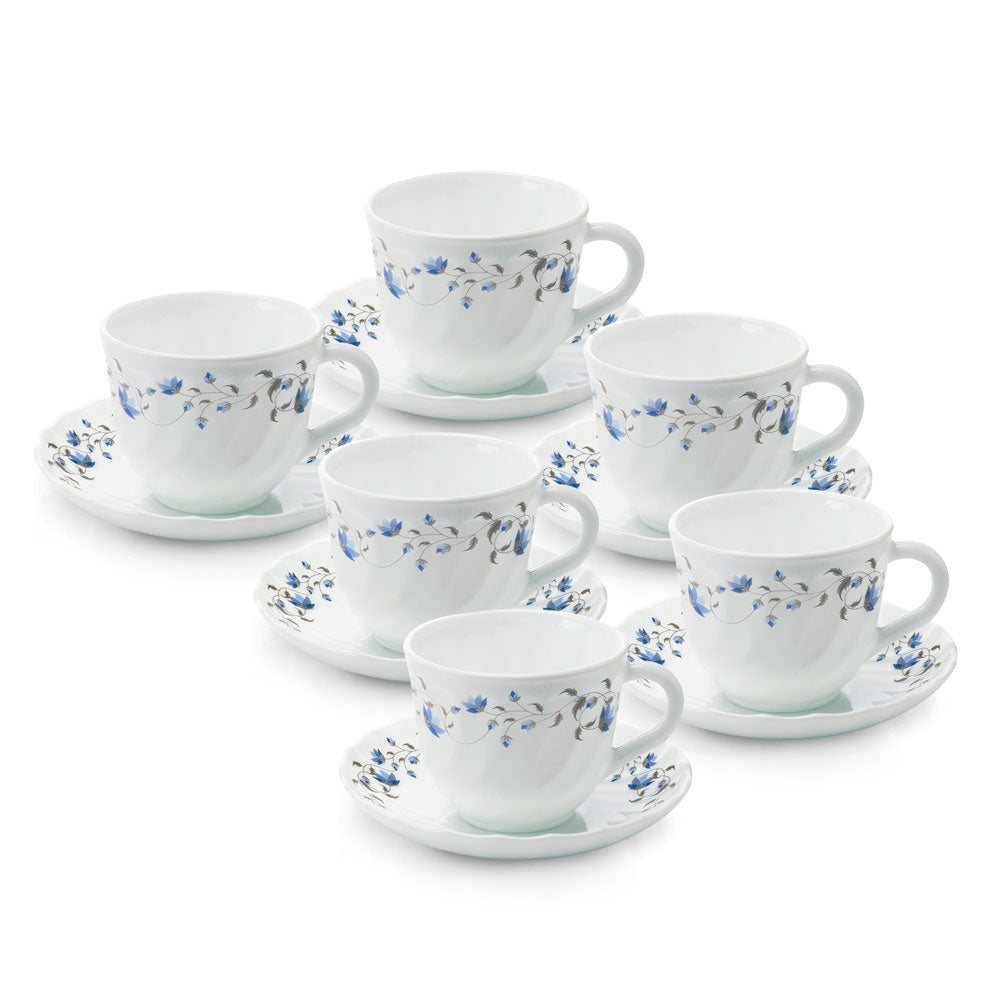 Larah by Borosil Helena Cup n Saucer Set, 220ml x 12