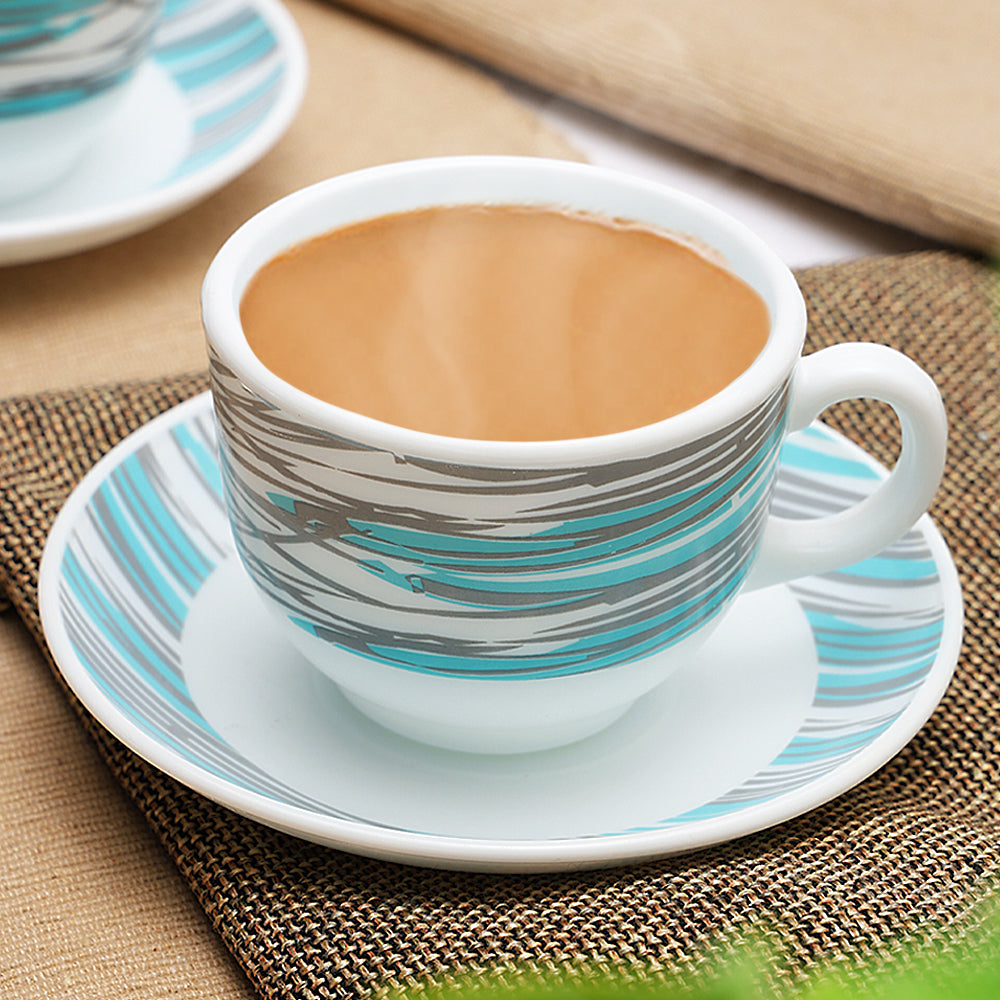 Larah by Borosil Joy Cup n Saucers Set 220 ml x 12