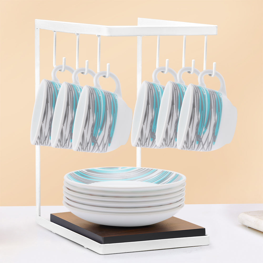 Larah by Borosil Joy Cup n Saucers Set 220 ml x 12