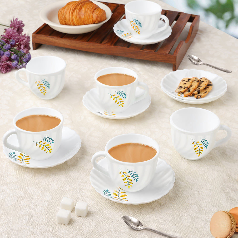 Larah by Borosil Niva Cup n Saucer Set 220 ml x 12