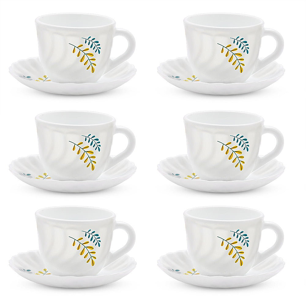 Larah by Borosil Niva Cup n Saucer Set 220 ml x 12