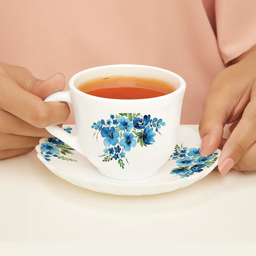 Larah by Borosil Pansy Cup n Saucer Set 220 ml x 12