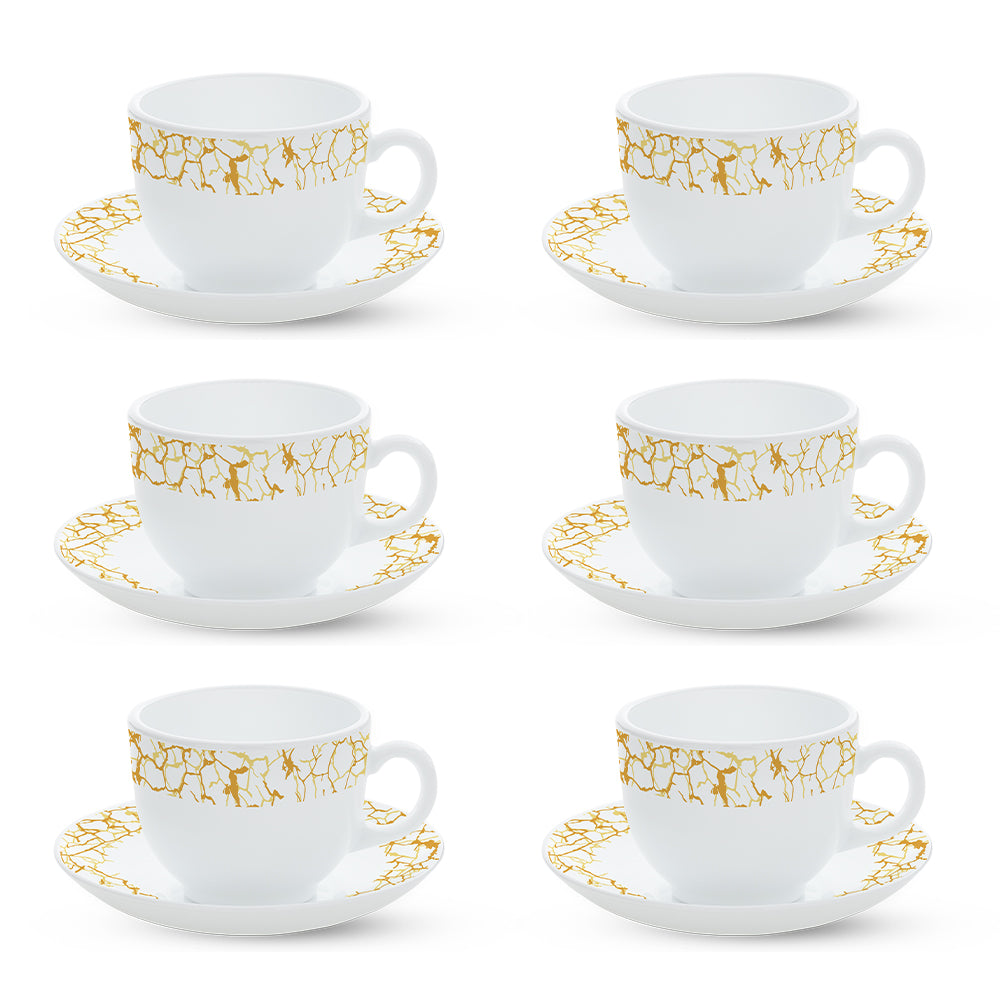 Larah By Borosil Petra Cup n Saucer Set 220 ml x 12