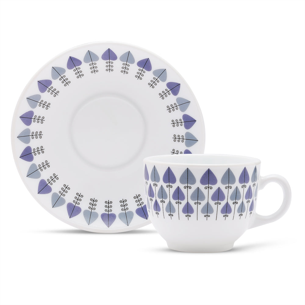 Larah by Borosil Robin Cup n Saucers Set 220 ml x 12
