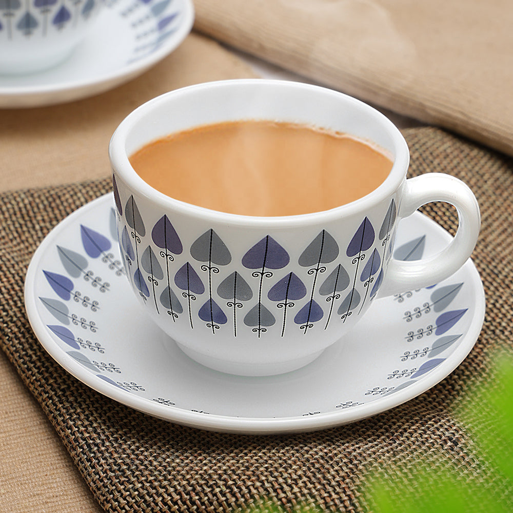 Larah by Borosil Robin Cup n Saucers Set 220 ml x 12