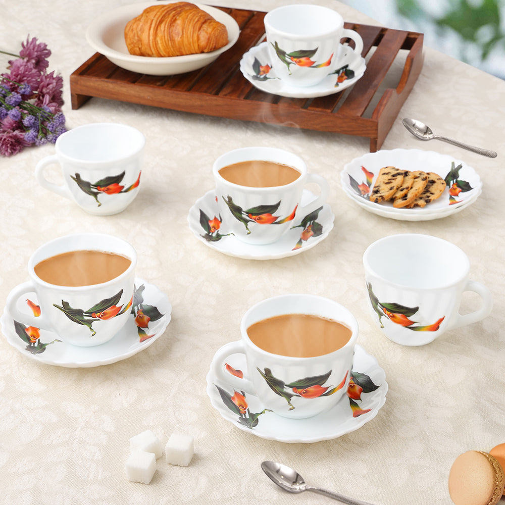 Larah by Borosil Stargazer Cup n Saucer Set 220 ml x 12