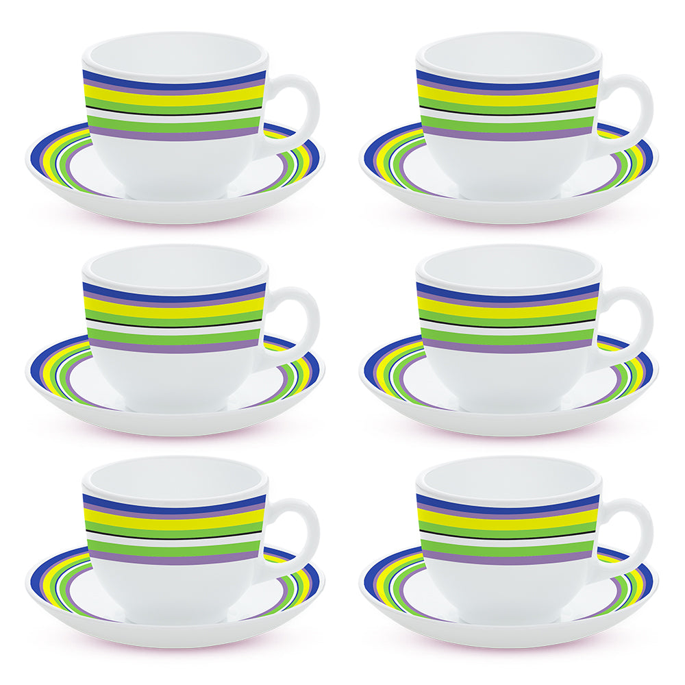 Larah by Borosil Vienna Cup n Saucers Set 220 ml x 12