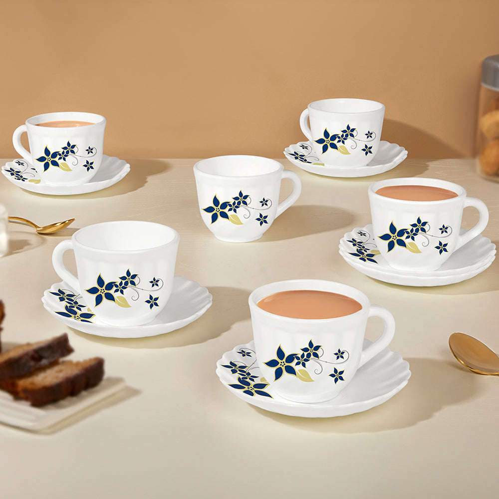 Larah by Borosil Viva Cup n Saucer Set 220 ml x 12