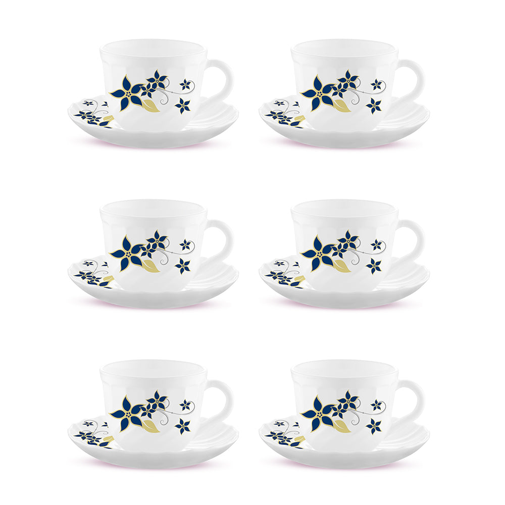 Larah by Borosil Viva Cup n Saucer Set 220 ml x 12