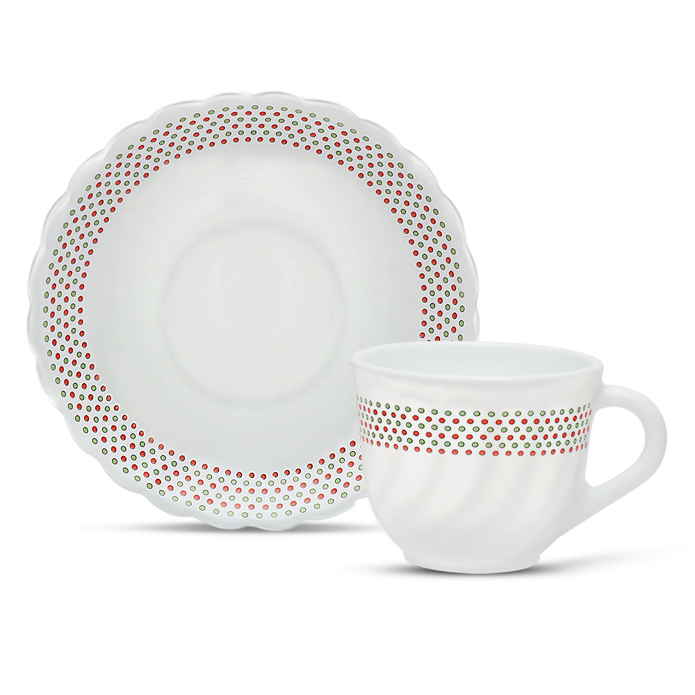Larah by Borosil Waltz Cup n Saucer Set 220 ml x 12