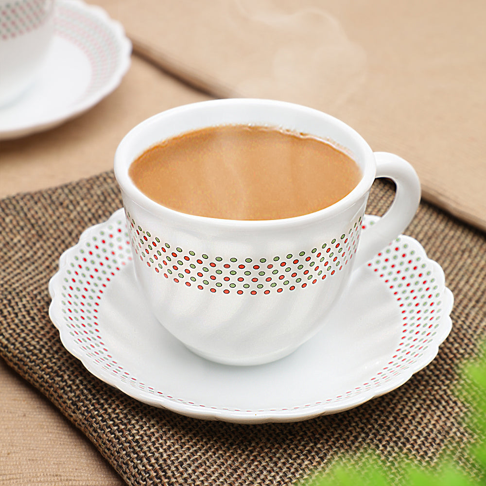 Larah by Borosil Waltz Cup n Saucer Set 220 ml x 12