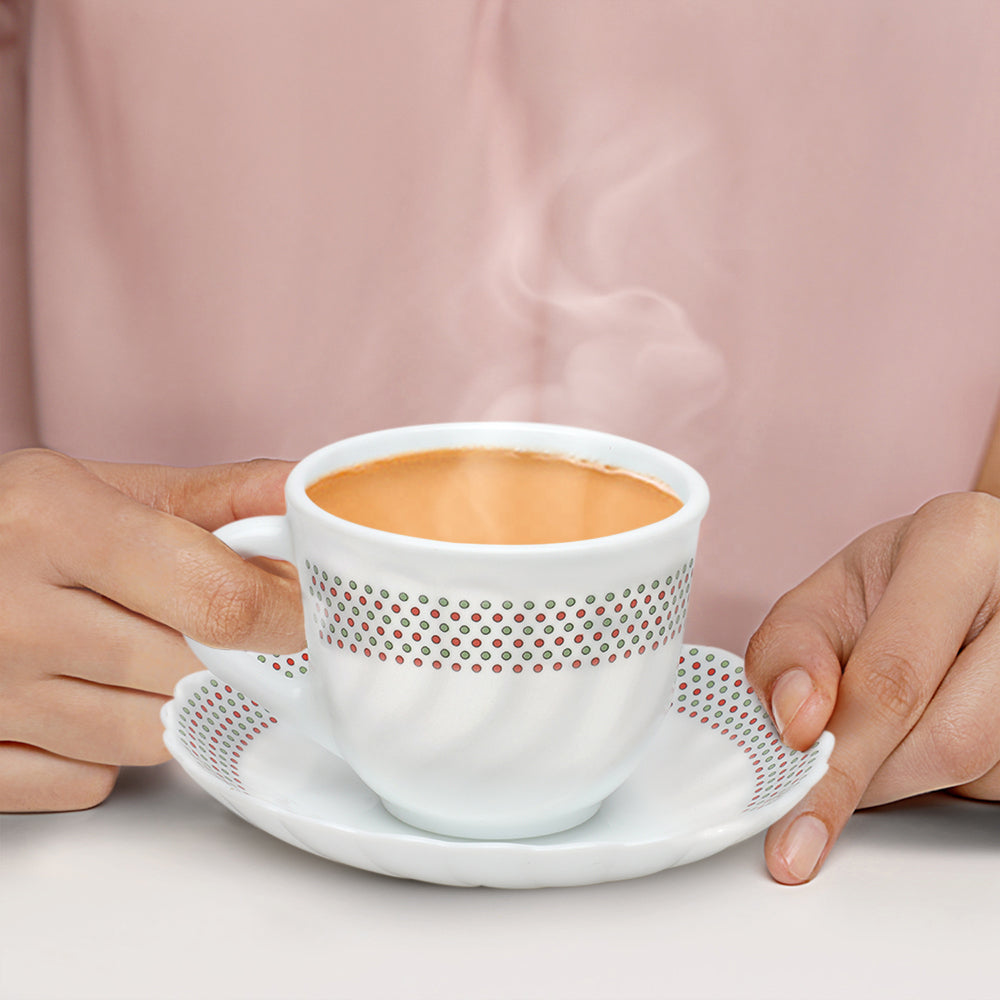 Larah by Borosil Waltz Cup n Saucer Set 220 ml x 12