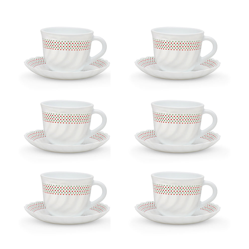 Larah by Borosil Waltz Cup n Saucer Set 220 ml x 12