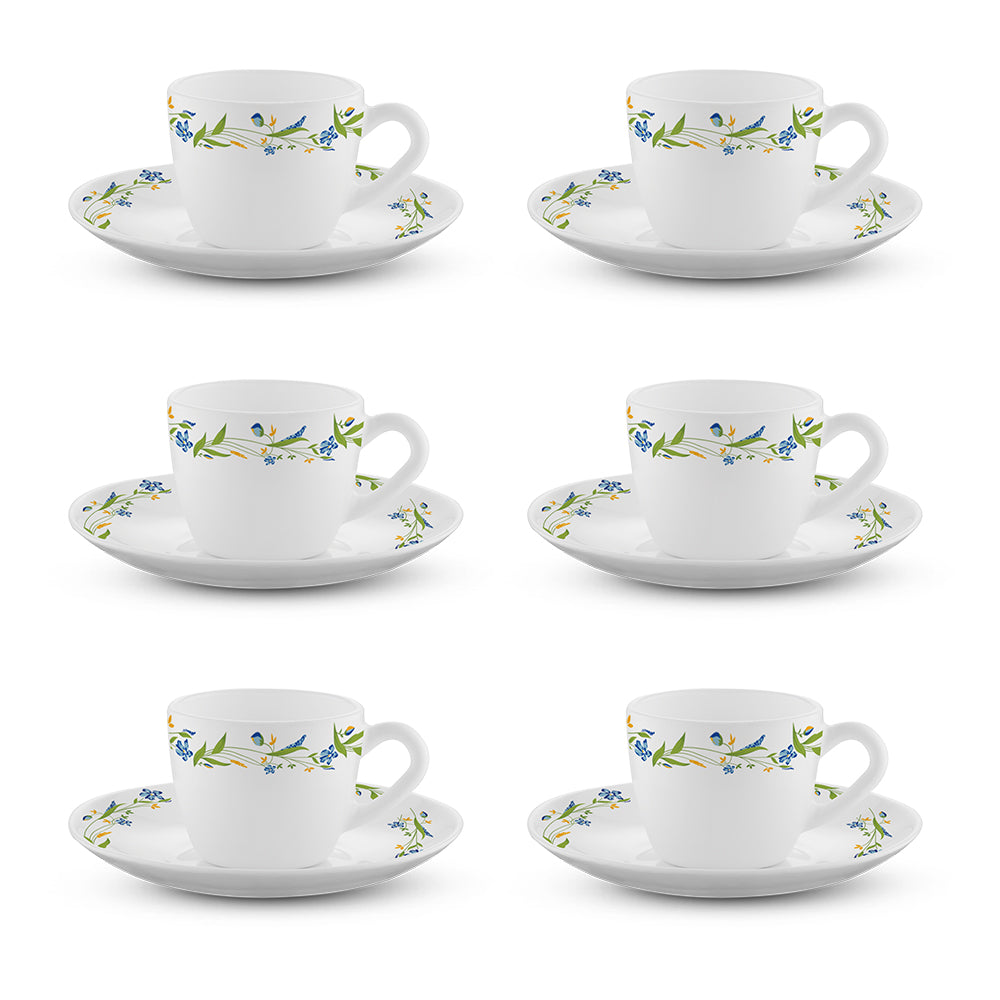 Larah by Borosil Cripper Cup n Saucer Set 90 ml x 12