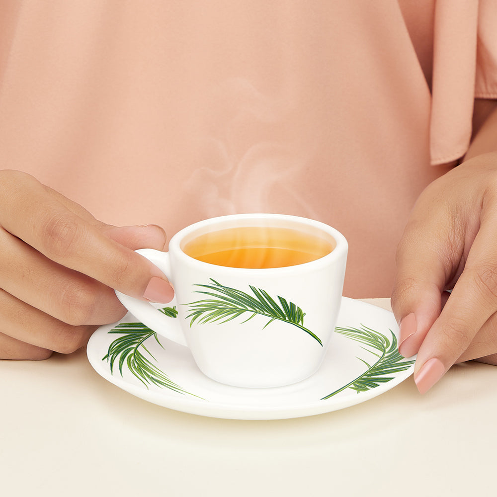 Larah by Borosil Crescent Cup n Saucer Set 90 ml x 12