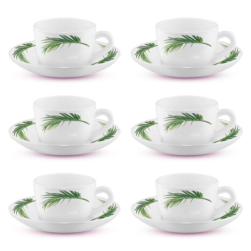 Larah by Borosil Crescent Cup n Saucer Set 90 ml x 12
