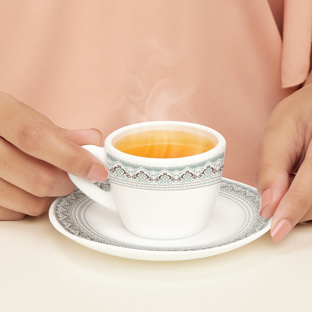 Larah by Borosil Classic Cup n Saucer Set 90 ml x 12