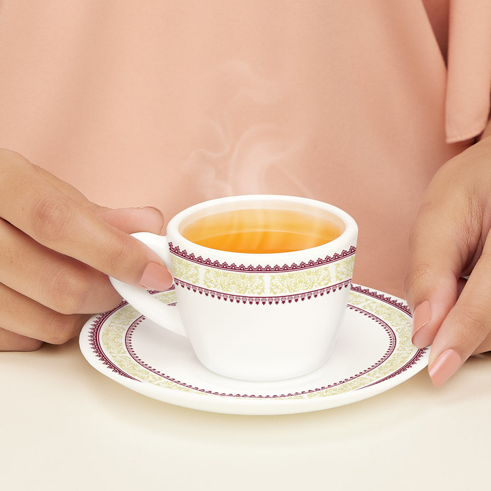 Larah by Borosil Elega Cup n Saucers Set 90 ml x 12