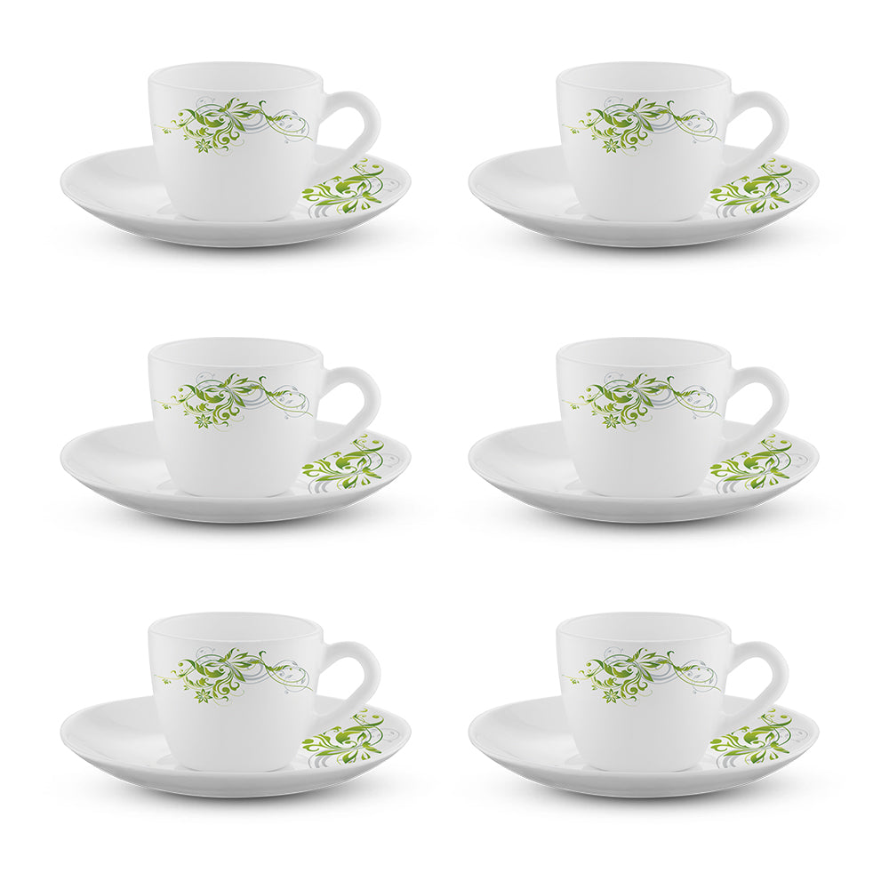 Larah by Borosil Erba Cup n Saucer Set 90 ml x 12