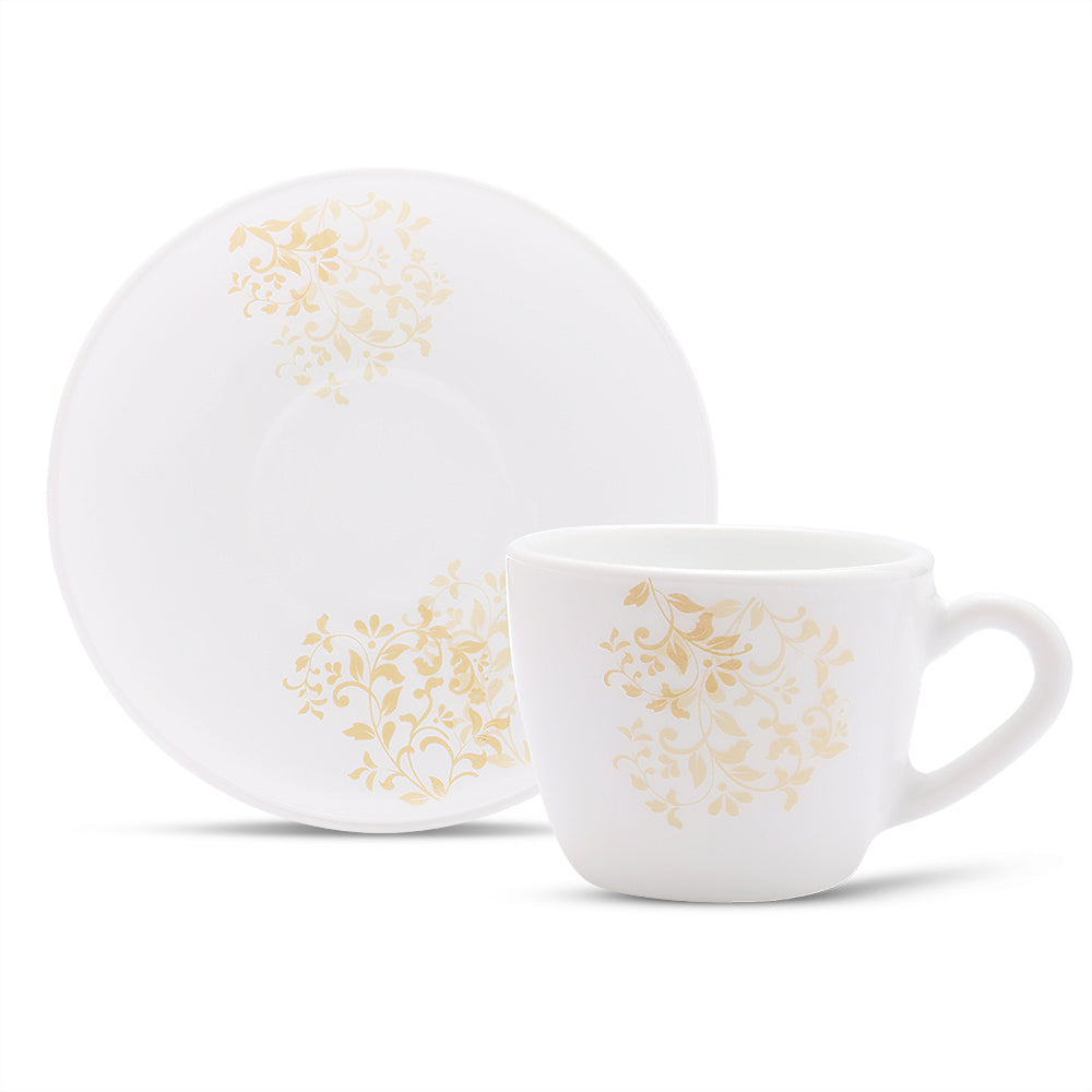 Larah by Borosil Ingot Cup n Saucer Set 90 ml x 12