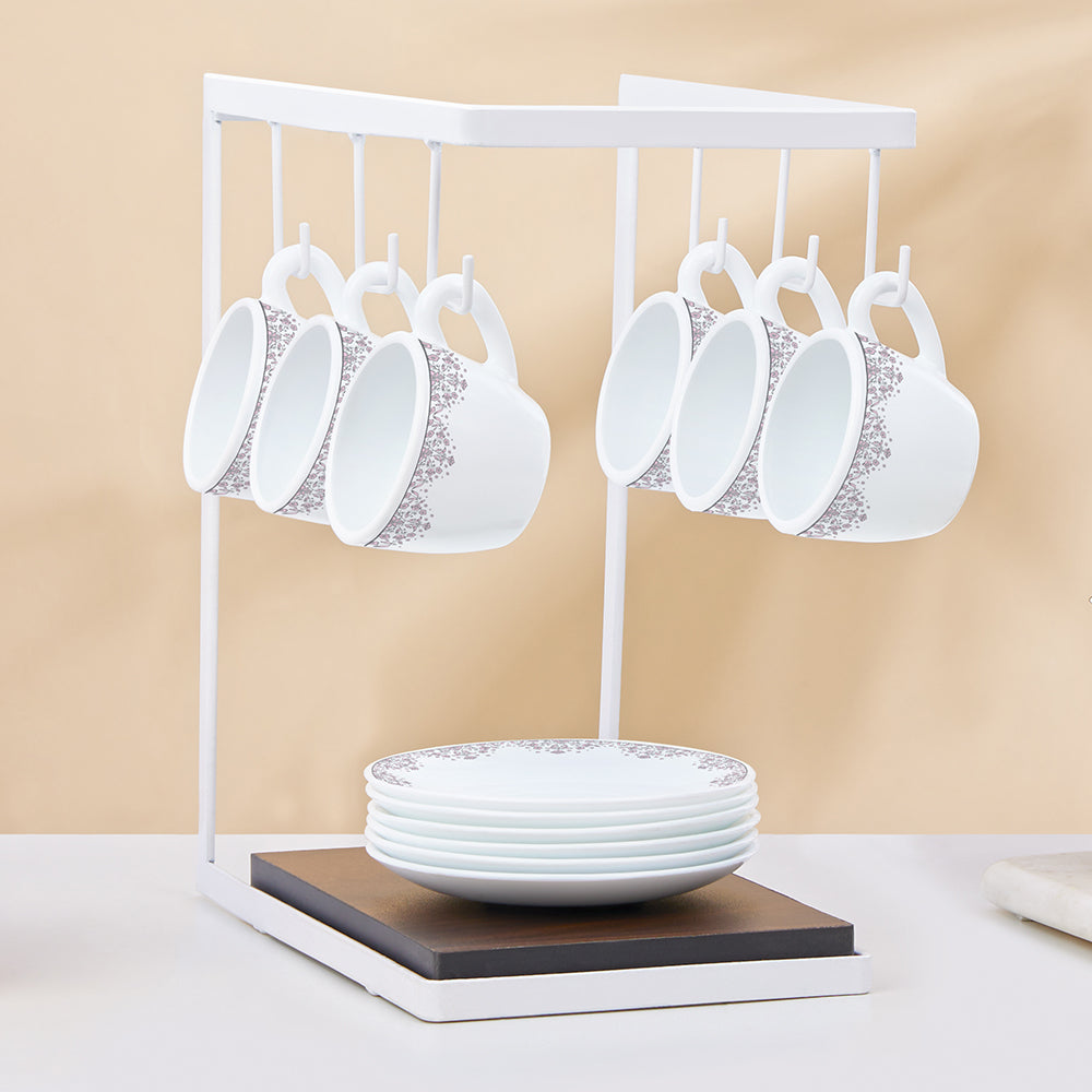Larah by Borosil Lark Cup n Saucers Set 90 ml x 12