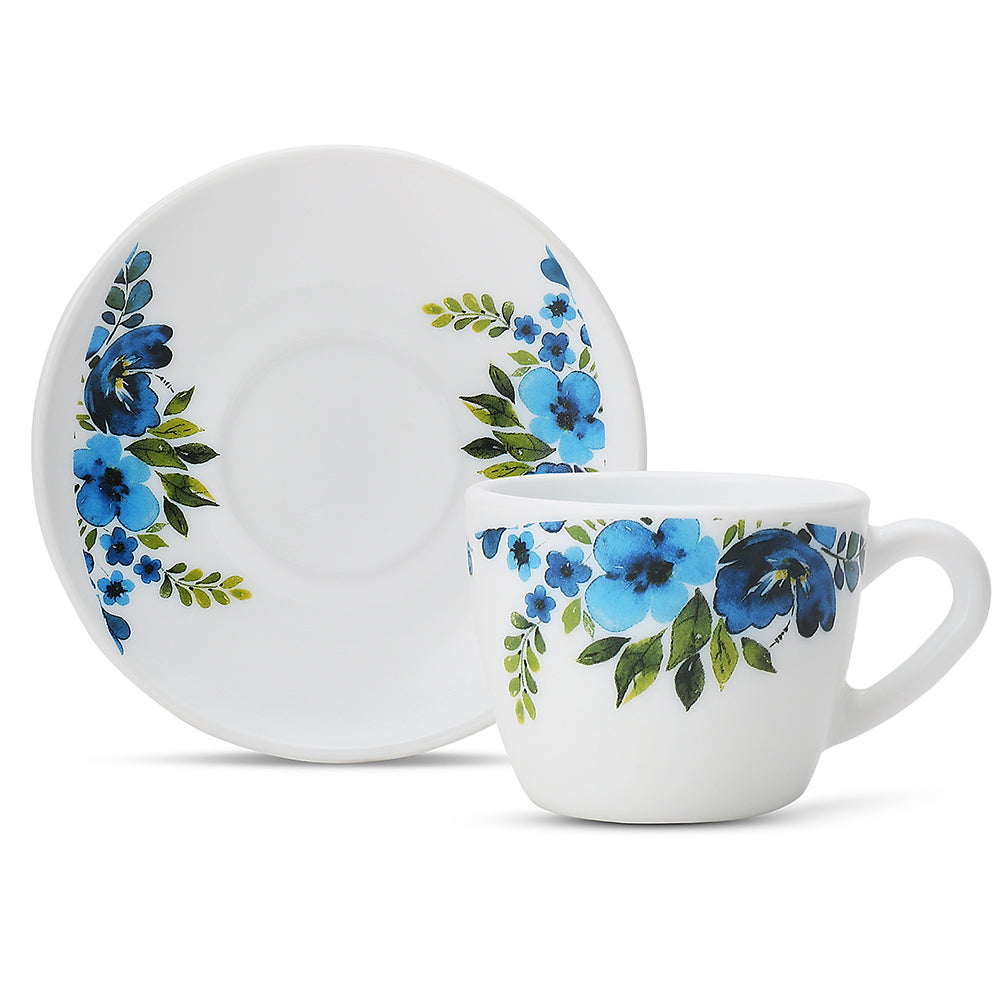 Larah by Borosil Pansy Cup n Saucer Set 90 ml x 12