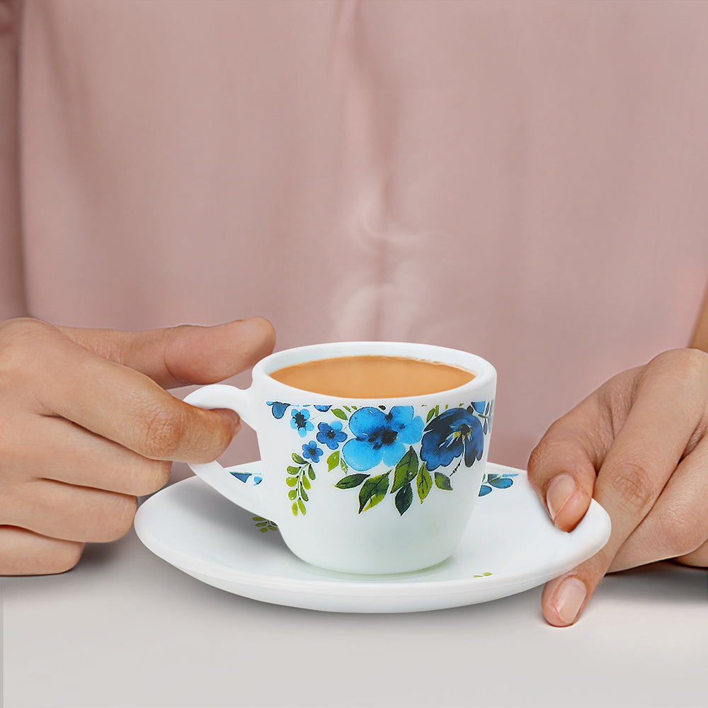 Larah by Borosil Pansy Cup n Saucer Set 90 ml x 12