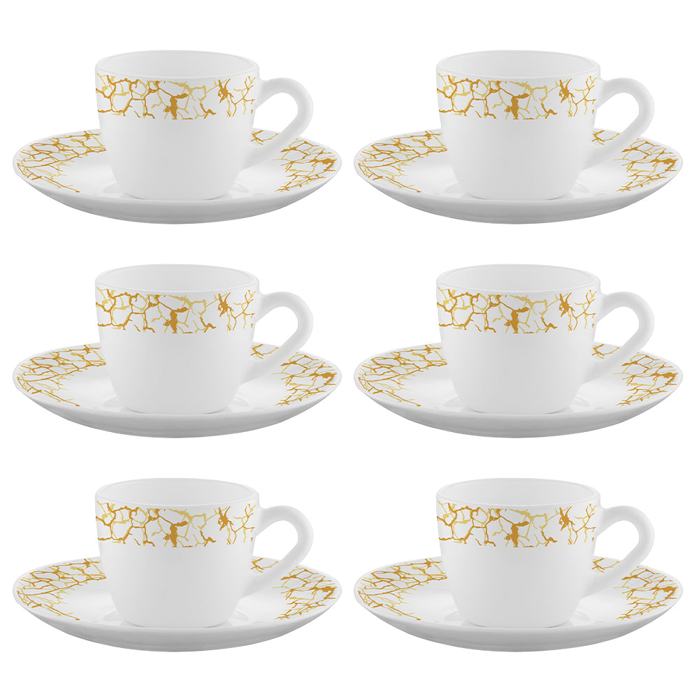 Larah By Borosil Petra Cup n Saucer Set, 140ml x 12