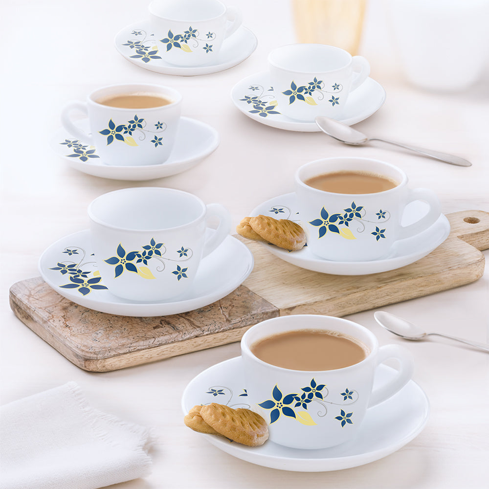Larah by Borosil Viva Cup n Saucer Set 90 ml x 12