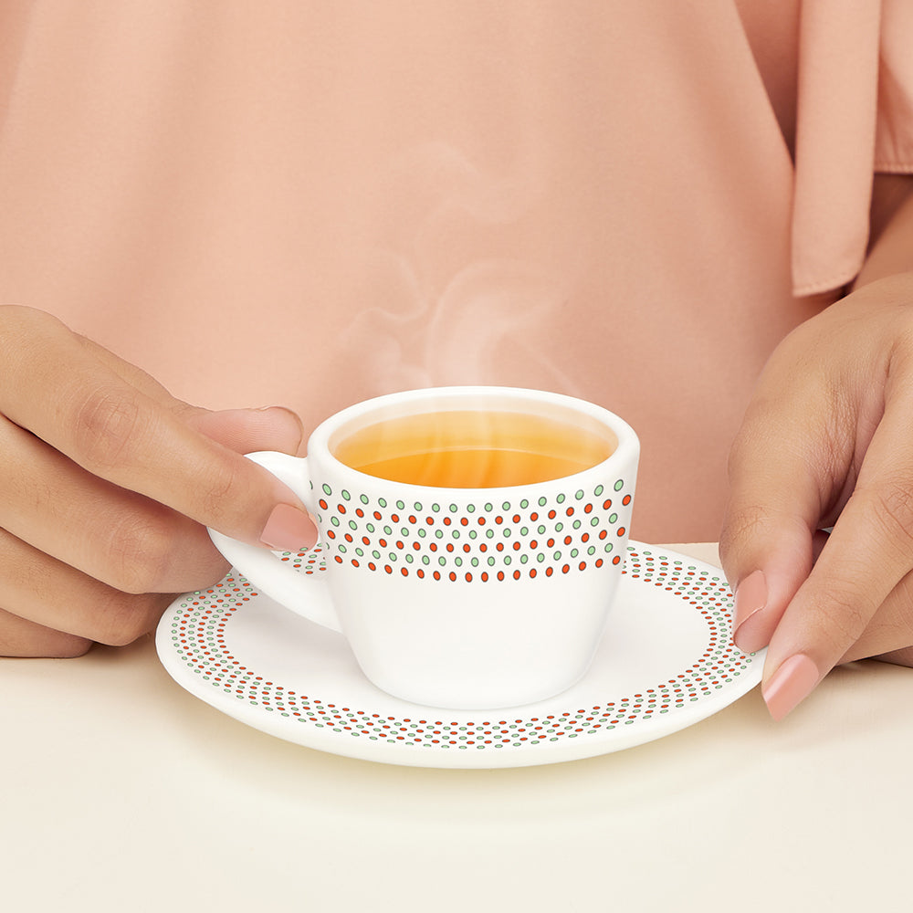 Larah by Borosil Waltz Cup n Saucer Set 90 ml x 12