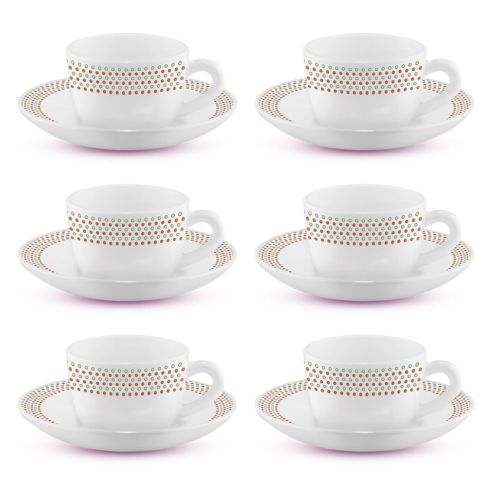Larah by Borosil Waltz Cup n Saucer Set 90 ml x 12