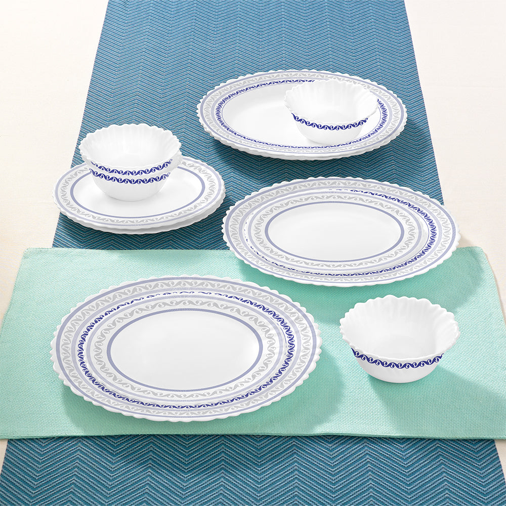 Larah by Borosil Jazzblue Dinner Set 12 pc Set: Serves 4