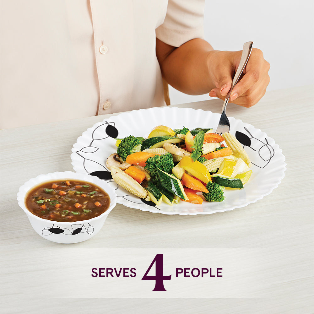 Larah by Borosil Shadow Dinner Set 12 pc Set: Serves 4