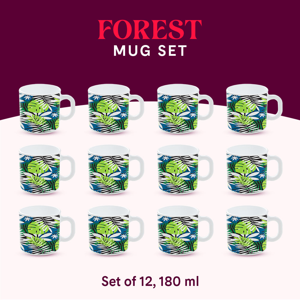 Larah by Borosil Forest Mug Set 180 ml x 12