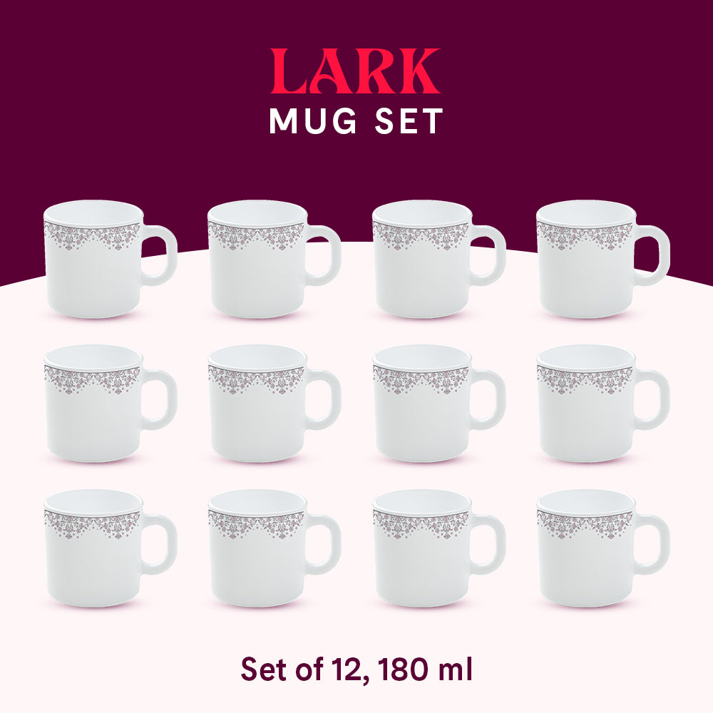 Larah by Borosil Lark Mug Set 180 ml x 12