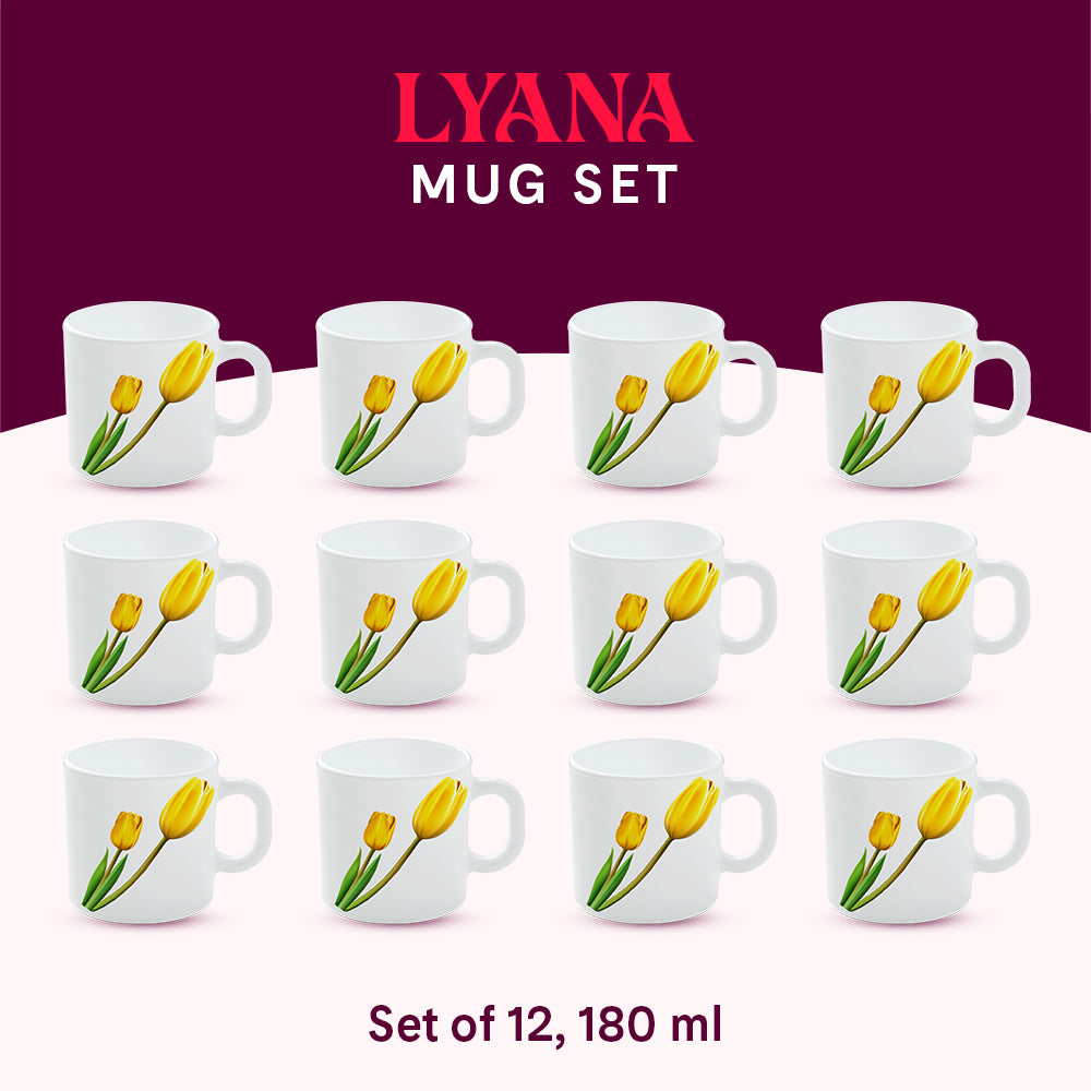 Larah by Borosil Lyana Mug Set 180 ml x 12