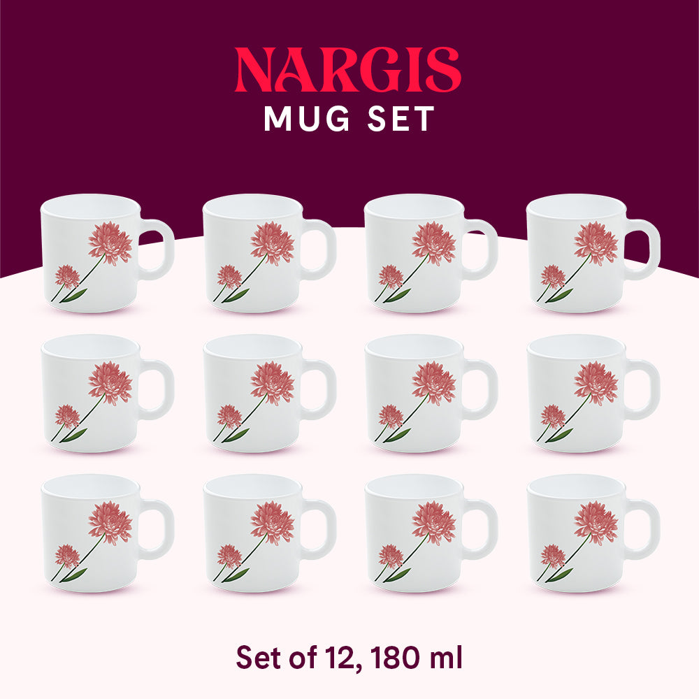 Larah by Borosil Nargis Mug Set 180 ml x 12