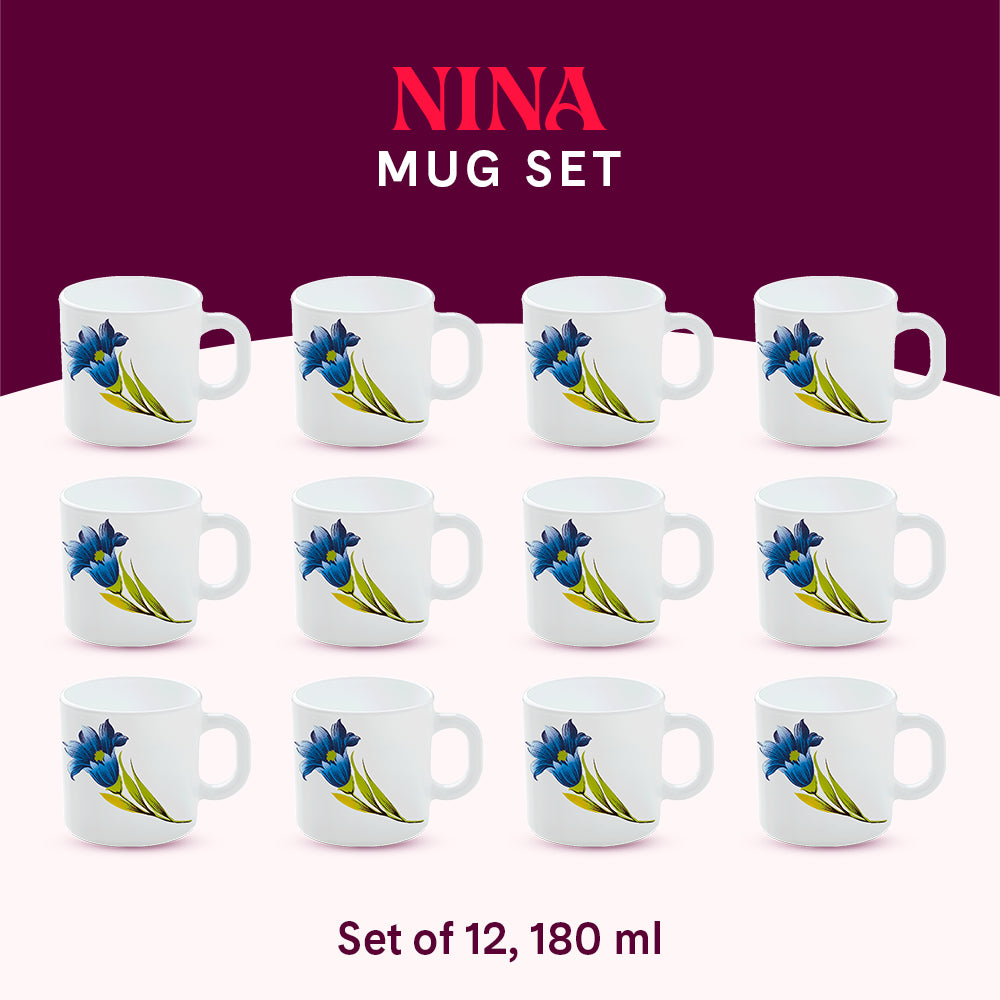 Larah by Borosil Nina Mug Set 180 ml x 12