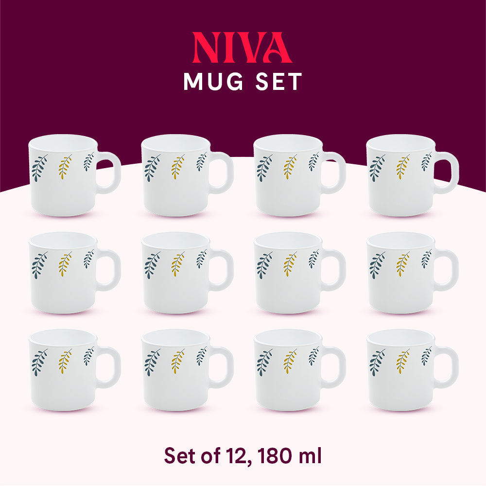 Larah by Borosil Niva Mug Set 180 ml x 12