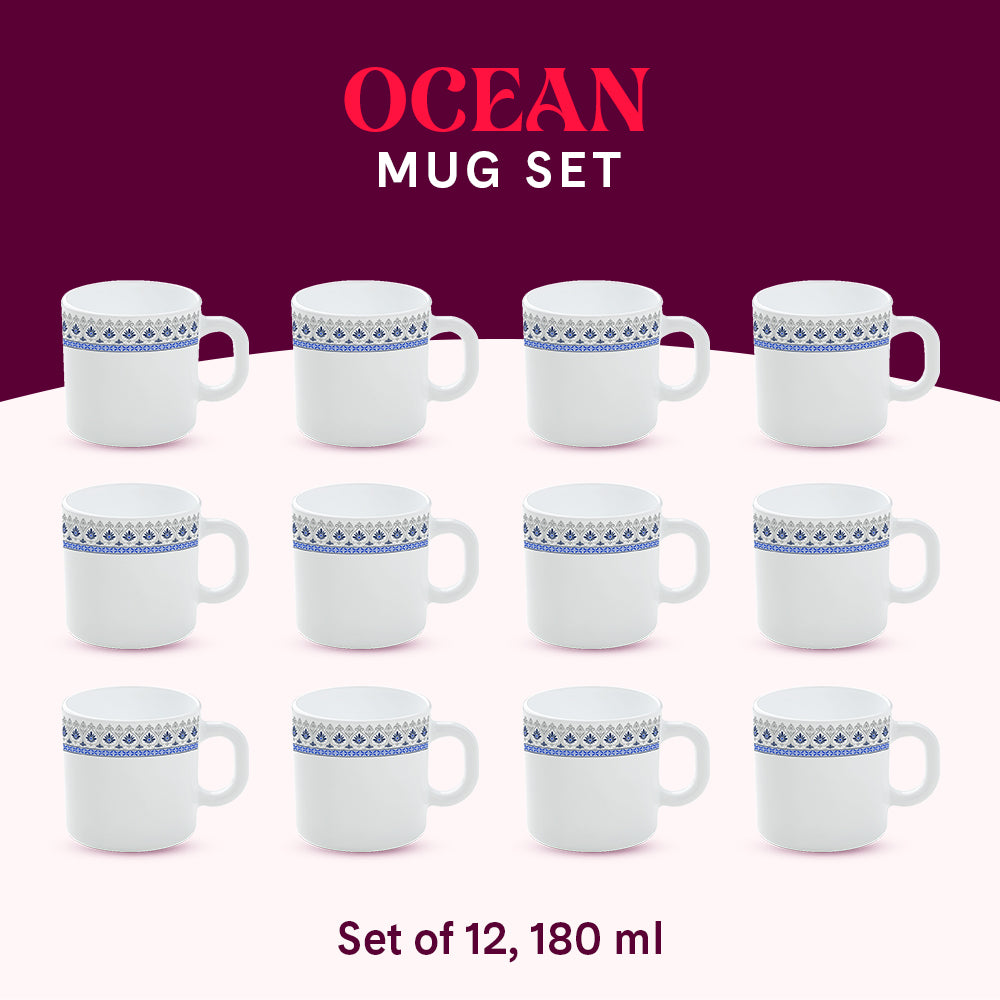 Larah by Borosil Ocean Mug Set 180 ml x 12