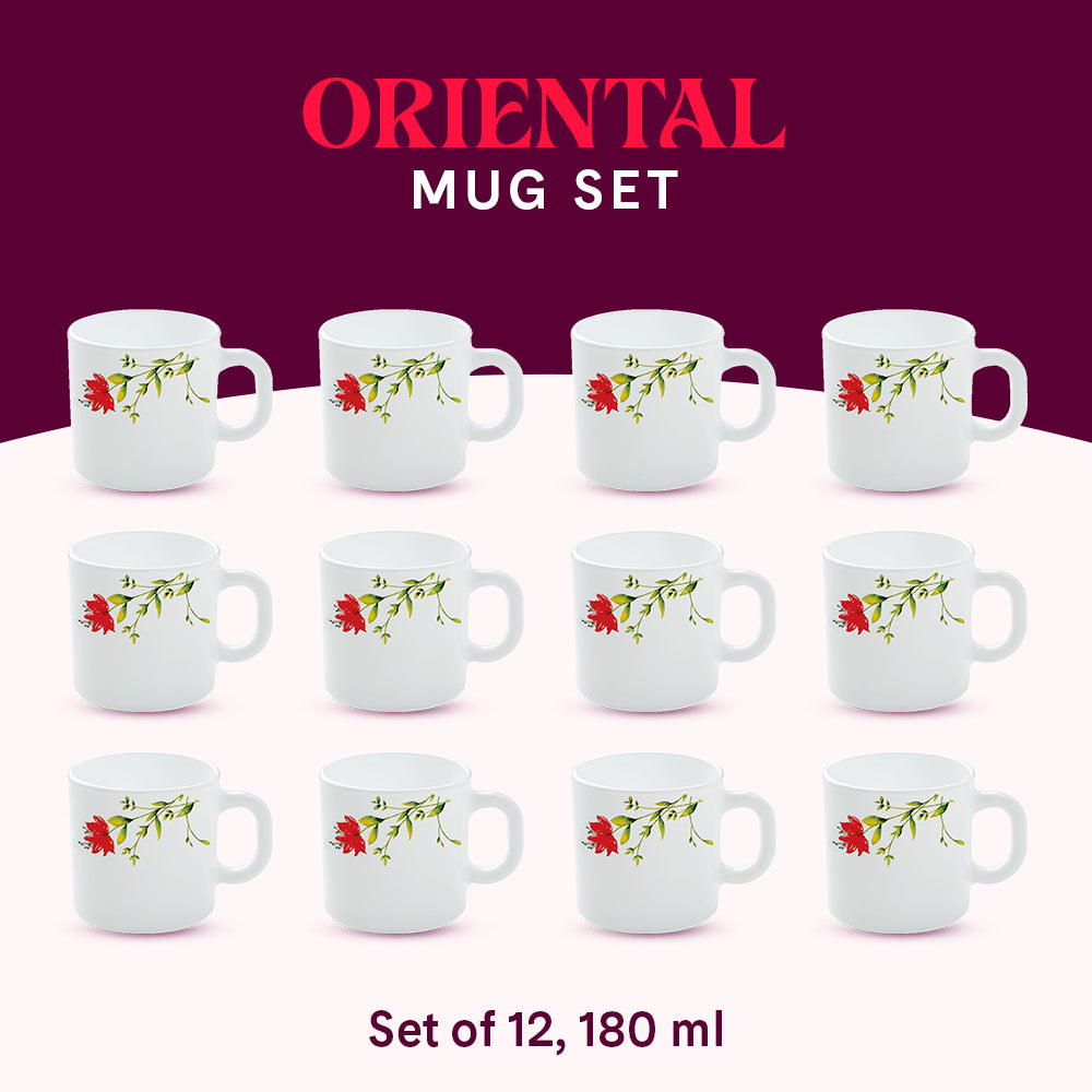 Larah by Borosil Oriental Mug Set 180 ml x 12